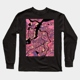 Ottawa Map Pattern in Purple & Pink Long Sleeve T-Shirt
